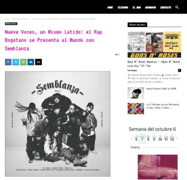 Medios de comunicación hablando sobre el lanzamiento musical de El Muisca, rapero bogotano de rap consciente y esencia urbana.